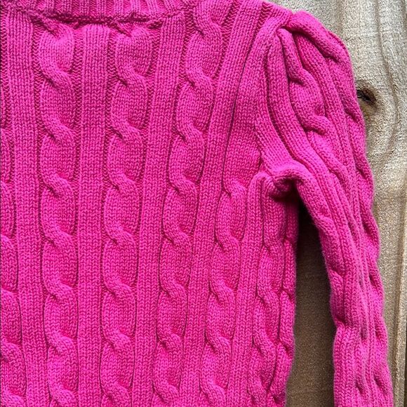 Ralph Lauren Girls Pink Preppy Cable Knit Long Sleeve Button Up Cardigan 2 2T - Picture 10 of 13
